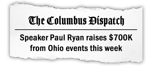 The Columbus Dispatch: Speaker Paul Ryan raises $7OOK from Ohio events this week